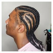 Side view of straight-back cornrows with tapered sides on a male client, braided at Ani Braids in Lanham, Maryland