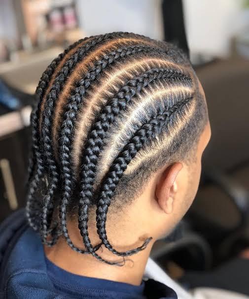 Black cornrows with faded sides by Ani Braids in Lanham, Maryland