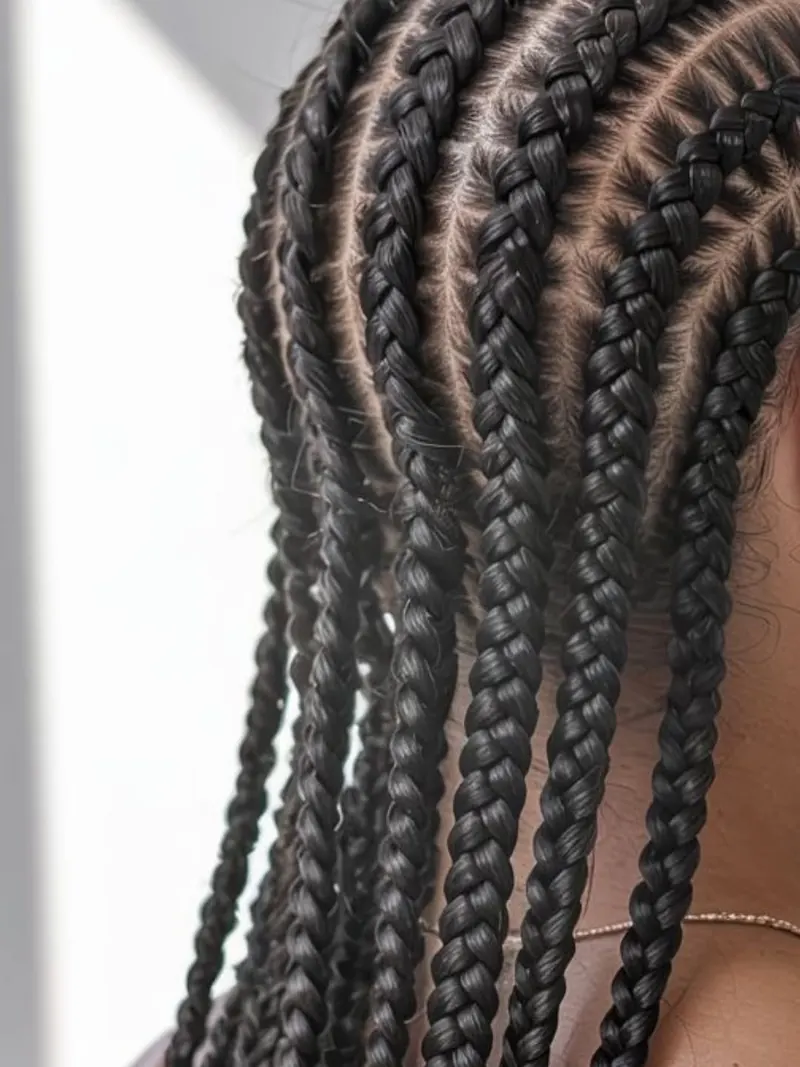 Medium black cornrows by Ani Braids in Lanham, Maryland